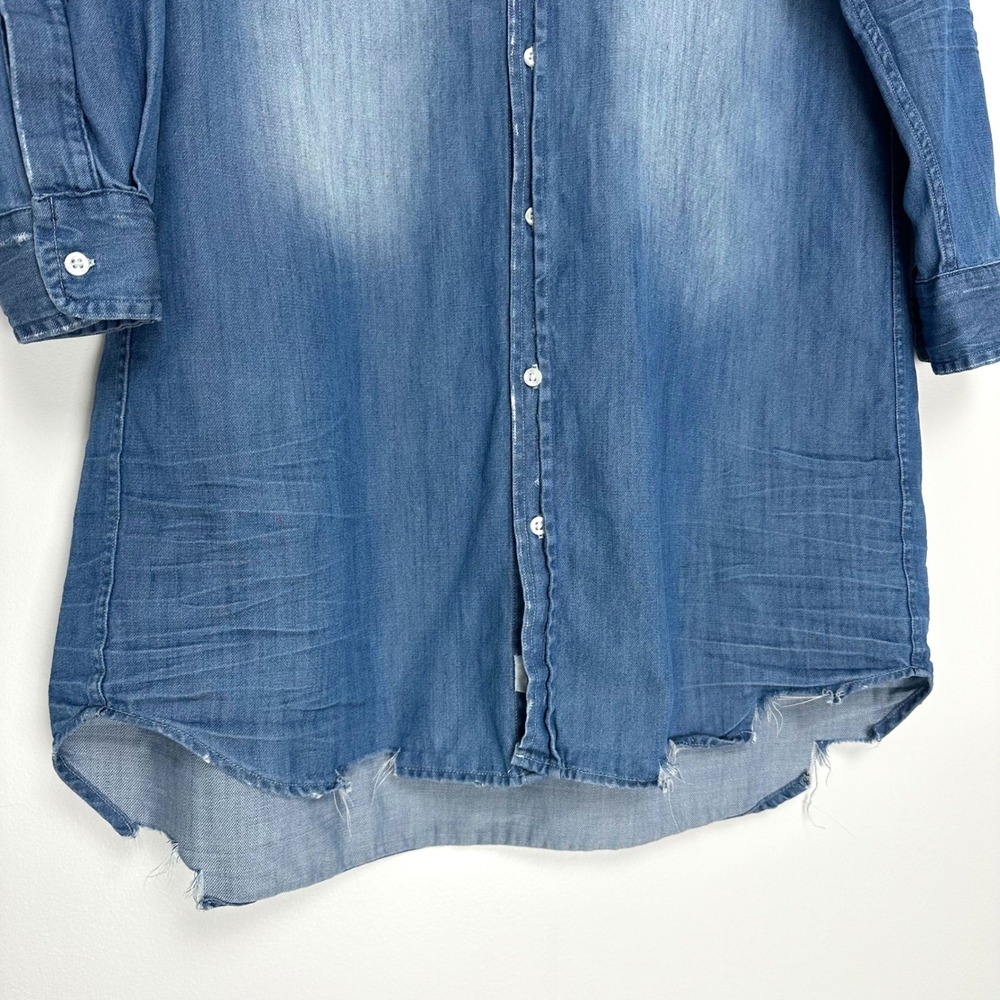Frank & Eileen Mary Denim Shirt Dress in Distressed Vintage Wash Small - Picture 6 of 13